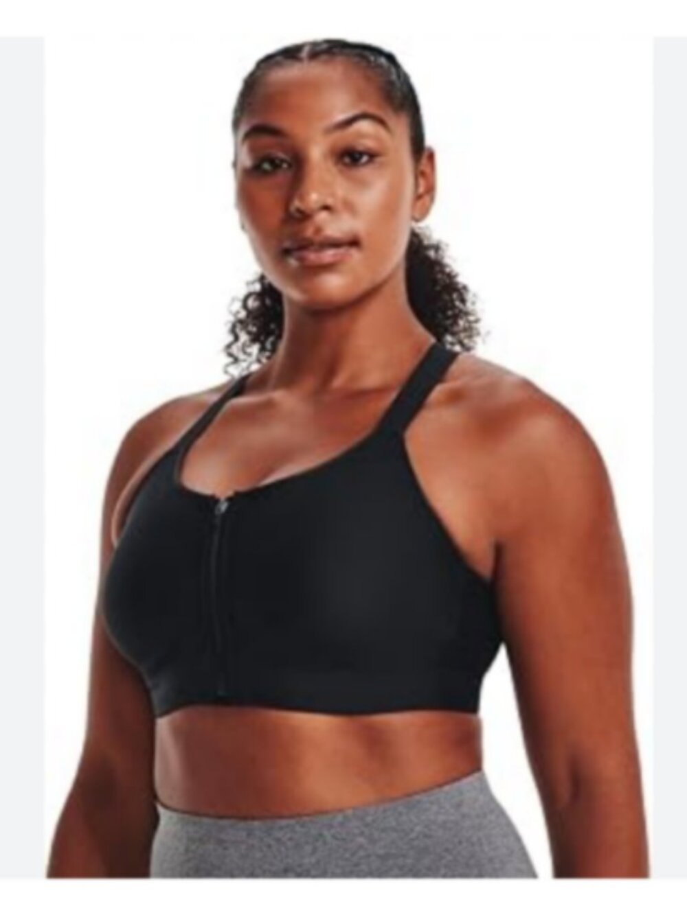 UNDER ARMOUR Continuum High Impact Zip Sports Bra 1X Black Front Zip 1379029 UA